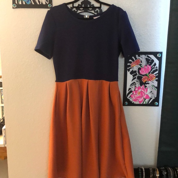 LuLaRoe Navy and Orange Dress - Picture 1 of 3
